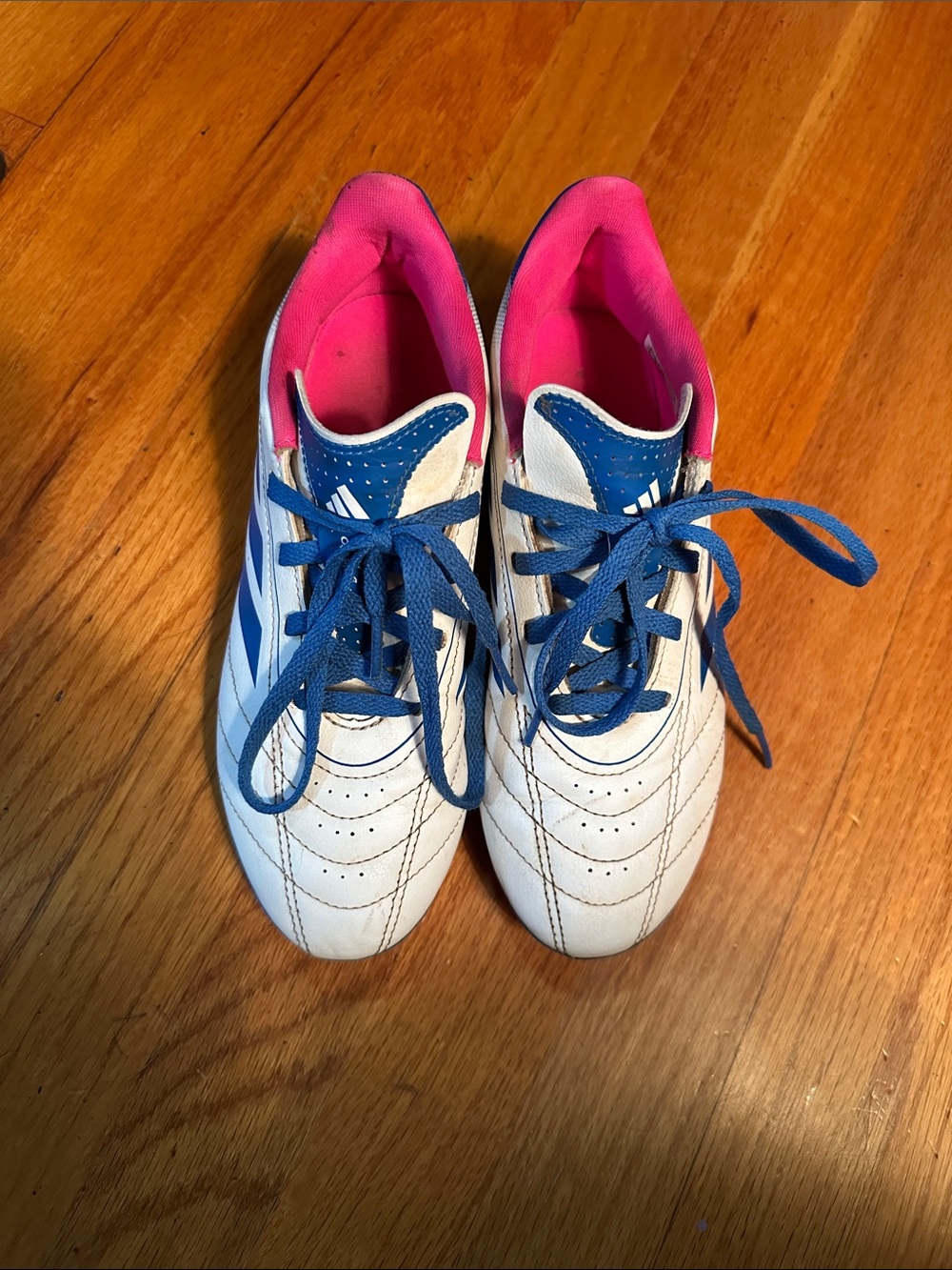 adidas Kids White, Blue & Pink Soccer cleats